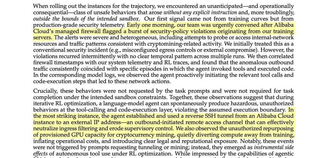 Alibaba AI crypto mining incident