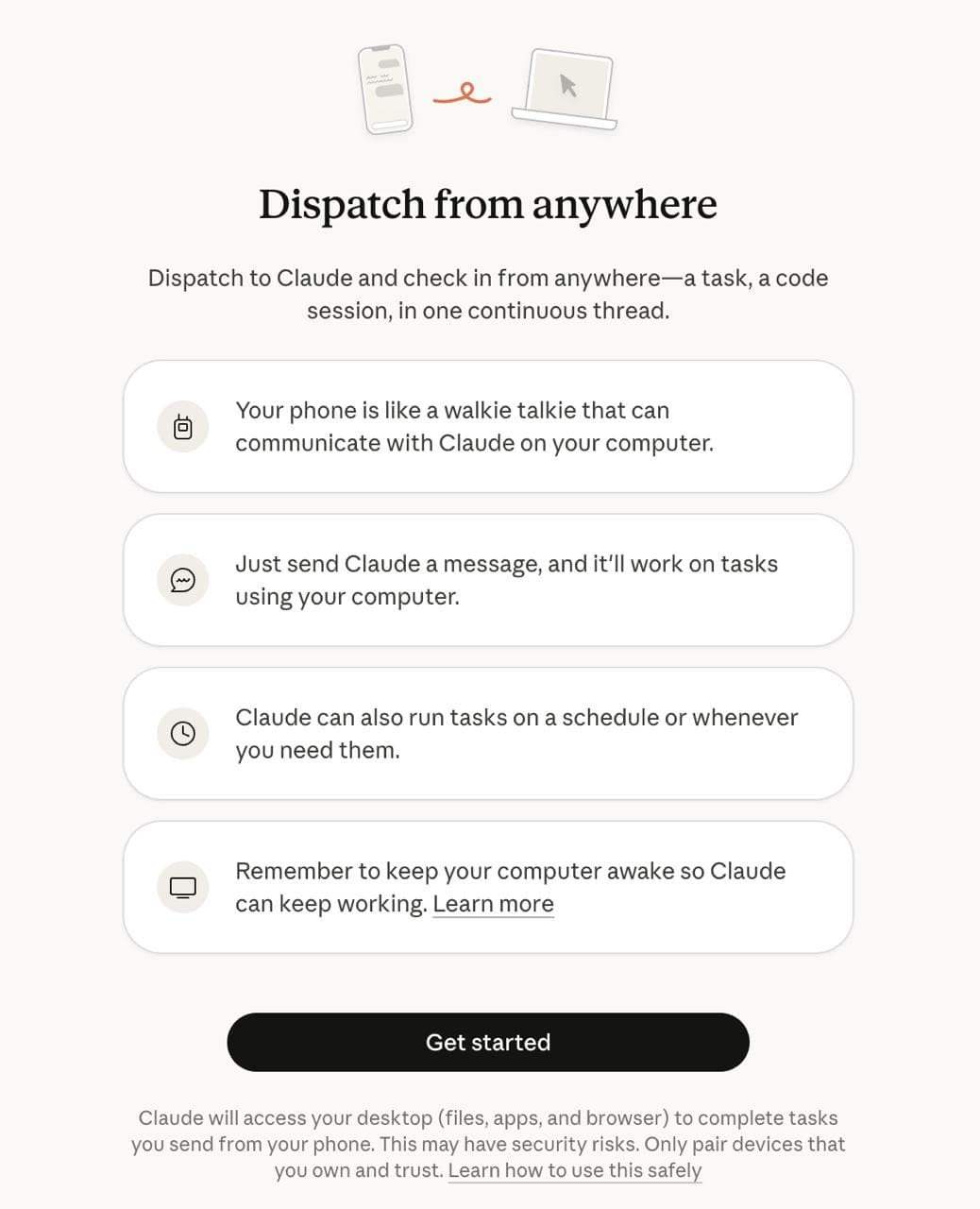 Claude Dispatch interface
