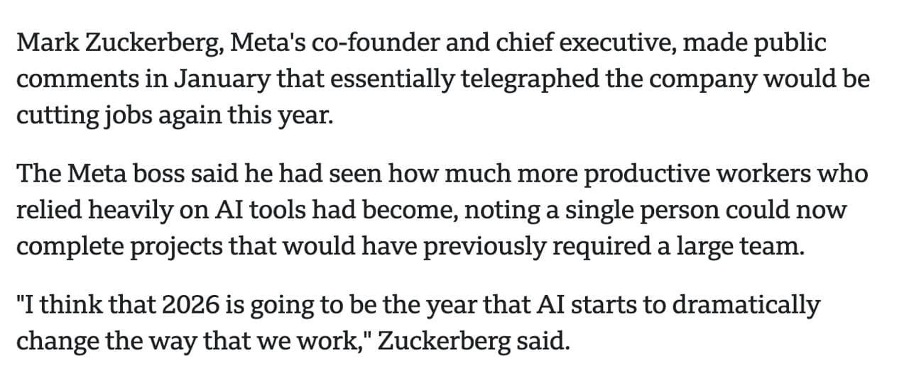 NYT: Zuckerberg on AI changing work