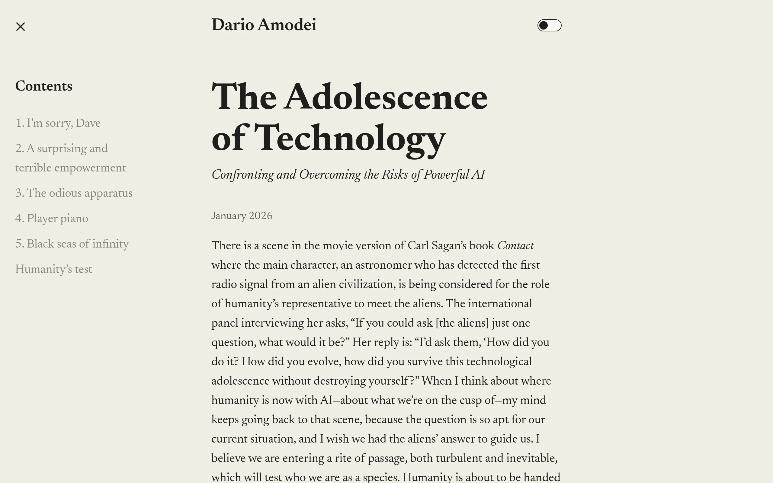 The Adolescence of Technology essay
