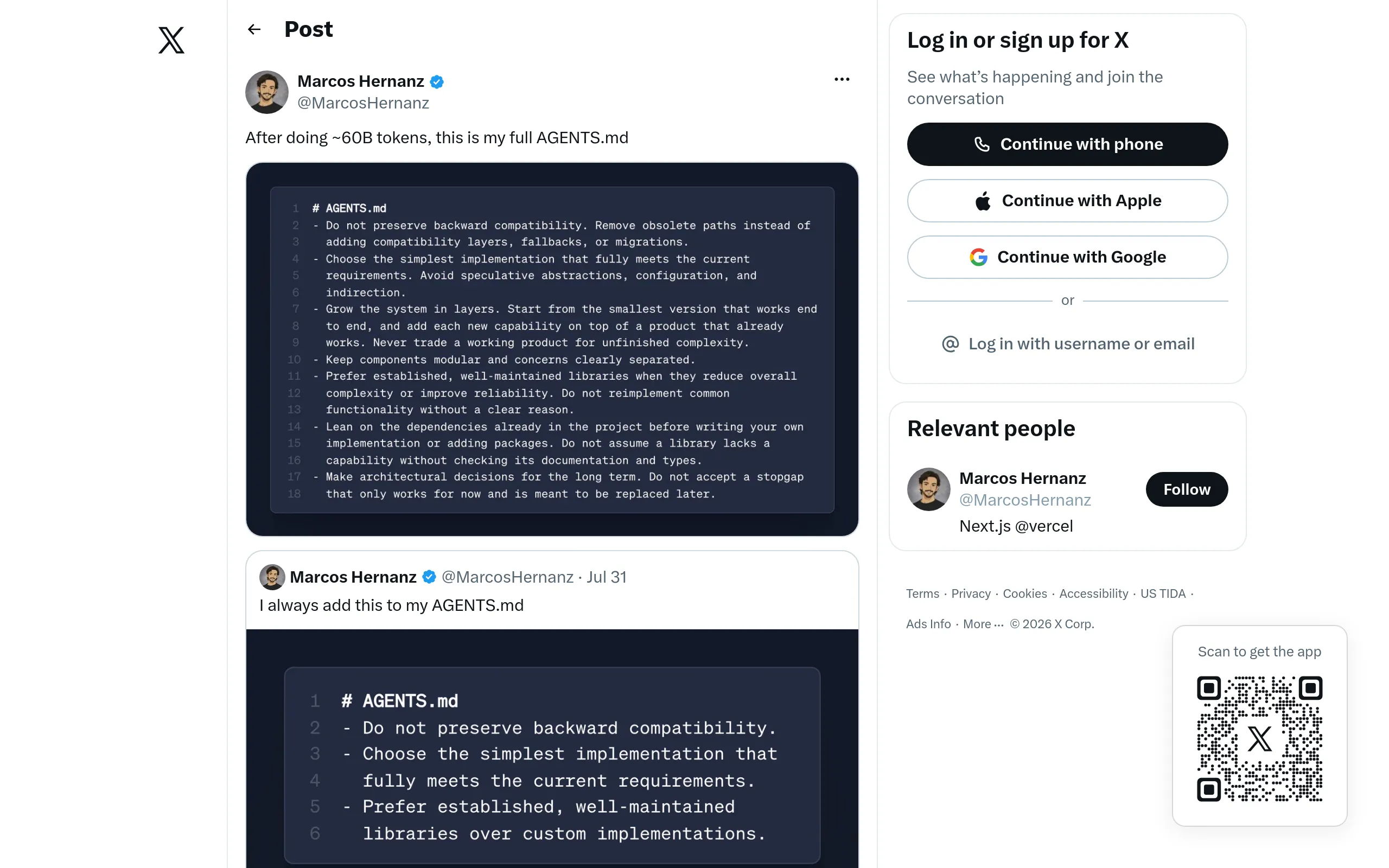 Minimal AGENTS.md for Side Projects